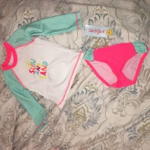 NWT Cat & Jack Swim Shirt & Bottoms 2T